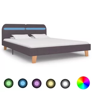 vidaXL Rama łóżka z LED, taupe, tapicerowana tkaniną, 160 x 200 cm - Łóżka - miniaturka - grafika 1