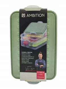 Ambition Alimente Pojemnik z pokrywką zielony 2x700ml + 1,4l POJEMNIKI - Pojemniki kuchenne - miniaturka - grafika 1