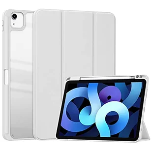 HUEZOE Etui Kompatybilny z iPadem Pro 11 2021/2020/2018, iPad Air 5 2022/iPad Air 4 2020, Smart Cover ze sztywną tylną częścią Akrylowy z uchwytem na długopis, Auto-Sleep/Steel, Jasnoszary - Etui do tabletów - miniaturka - grafika 1