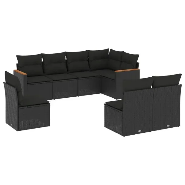 Zestaw mebli ogrodowych modułowych czarny rattan PE 62x62x69 cm