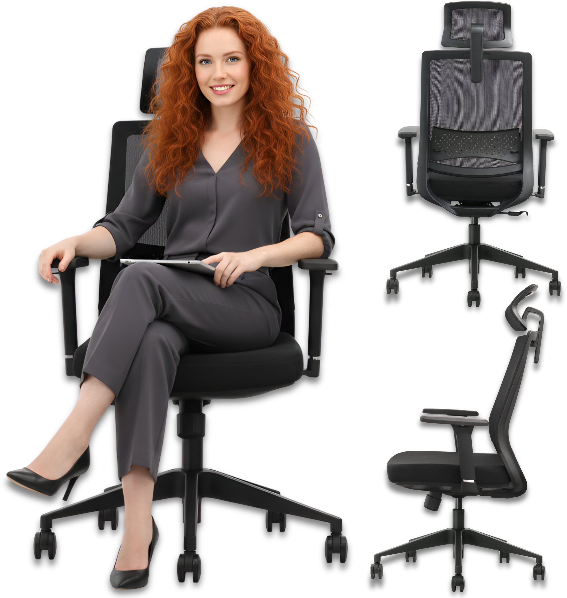 Ergostill Fotel Ergonomiczny Biurowy GK3 Premium czarny