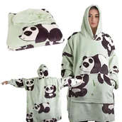 Koce - CIEPŁA BLUZA PANDA KOC OVERSIZE XXL 2W1 GRUBA FUTRZAK MIĘKKA Z KAPTUREM - miniaturka - grafika 1