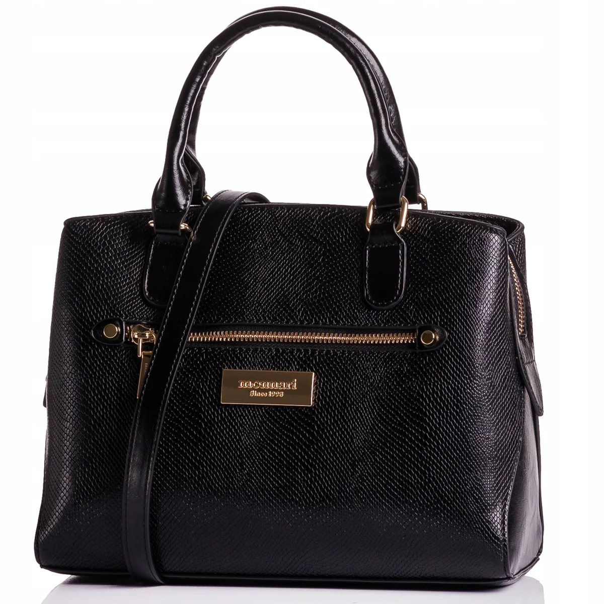MONNARI Torebka Damska LISTONOSZKA crossbody Premium Czarna Kuferek