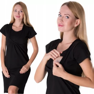 Piżamy ciążowe - Koszula Nocna Ciążowa Do Karmienia czarny S/m - grafika 1