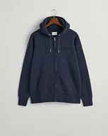 Bluzy męskie - GANT Męska bluza z kapturem Embossed Full Zip Hoodie, niebieski (Evening Blue), L - miniaturka - grafika 1