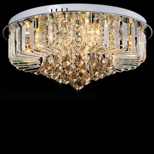 Kryształowa szklana lampa sufitowa podtynkowa żyrandol Crystal E14, sufitowa lampa wisząca nowoczesna lampa do jadalni, salonu, przedpokoju i salonu (60 cm ze źródłem światła) - Lampy sufitowe - miniaturka - grafika 1