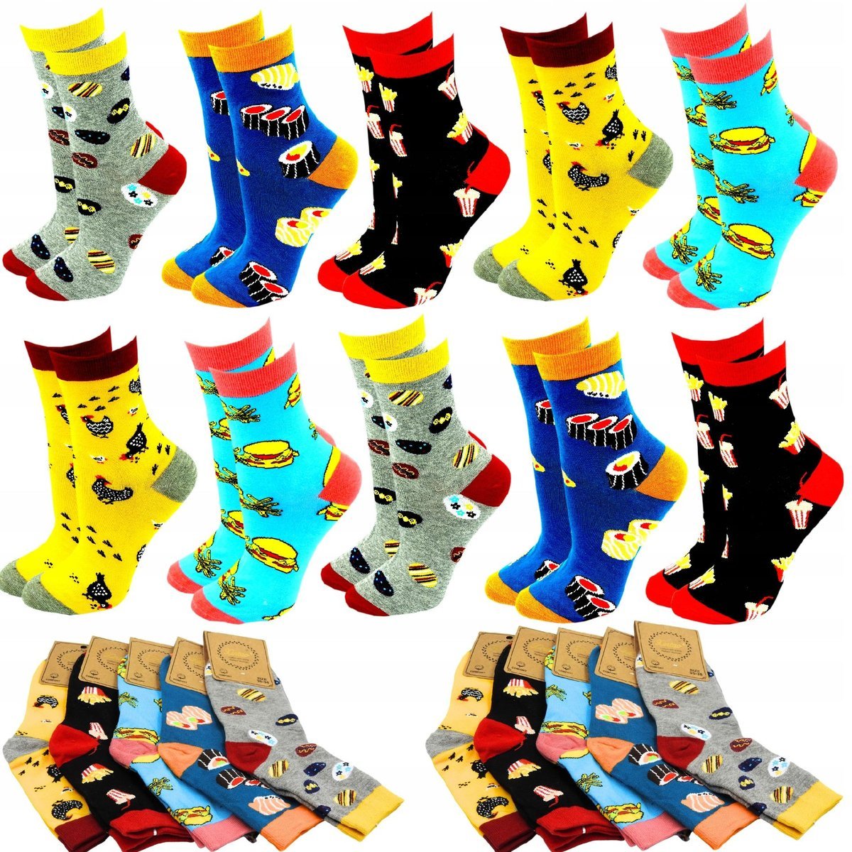 Skarpety Damskie Bawełniane Kolorowe Długie 10 Par Skarpetki Bawełna 39-41