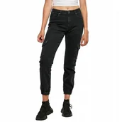 Spodnie damskie - Spodnie damskie URBAN CLASSICS Organic Stretch Denim Cargo, czarne, rozm.32 - miniaturka - grafika 1
