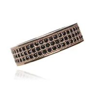 Pierścionki - ankabizuteria.pl Pierścionek srebrny pozłacany różowym złotem z czarn - miniaturka - grafika 1