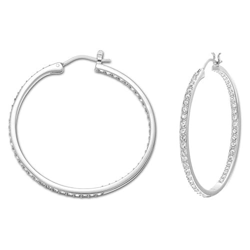 Swarovski Kolczyki kreole Sommerset, Białe, Powłoka z rodu