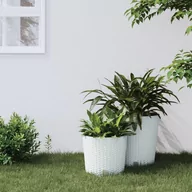 Pozostałe narzędzia ogrodowe - vidaXL Donica z pojemnikiem wewnętrznym, biała, 15/15,3 L, rattan PP - miniaturka - grafika 1