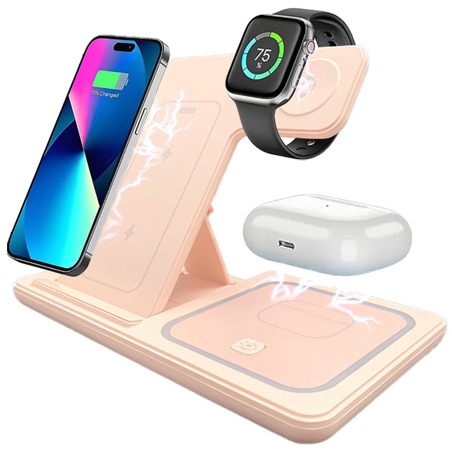 Ładowarka indukcyjna bezprzewodowa do IPHONE 13 14 15 16 17 APPLE Watch 3w1 15W