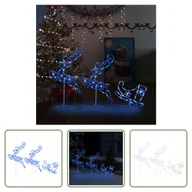 Ozdoby bożonarodzeniowe - The Living Store Dekoracja świąteczna LED renifer i sanie akrylowe 260x21x87 cm niebieski - miniaturka - grafika 1