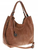 Plecaki worki - Tommasini Torebka Damska Listonoszka Duża Torba Shopper Worek 2692 Brązowa - miniaturka - grafika 1