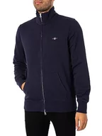 Bluzy męskie - GANT Męska bluza REG Shield Full Zip Sweat, Evening Blue, standardowa, niebieski (Evening Blue) - miniaturka - grafika 1