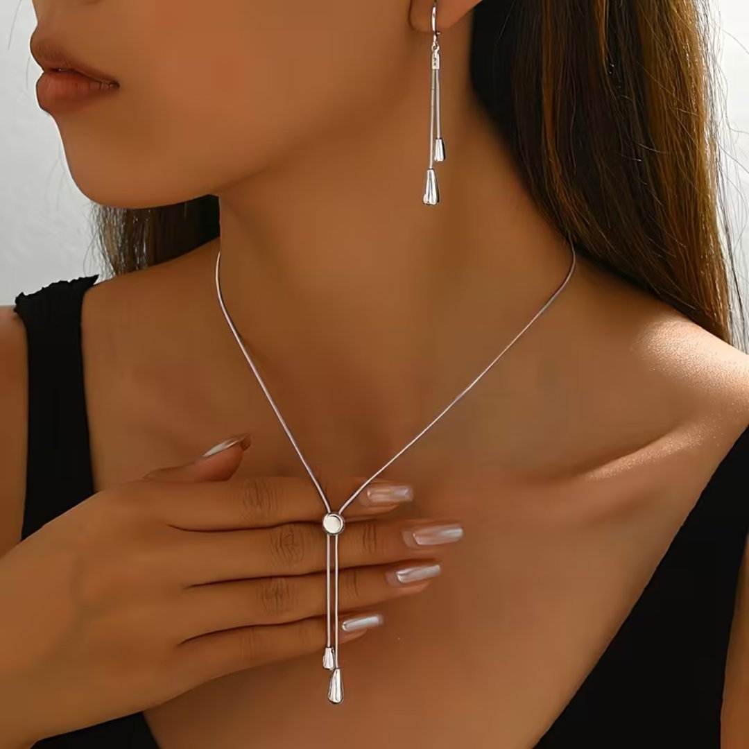Komplet naszyjnik i kolczyki Aurelia Drop Silver