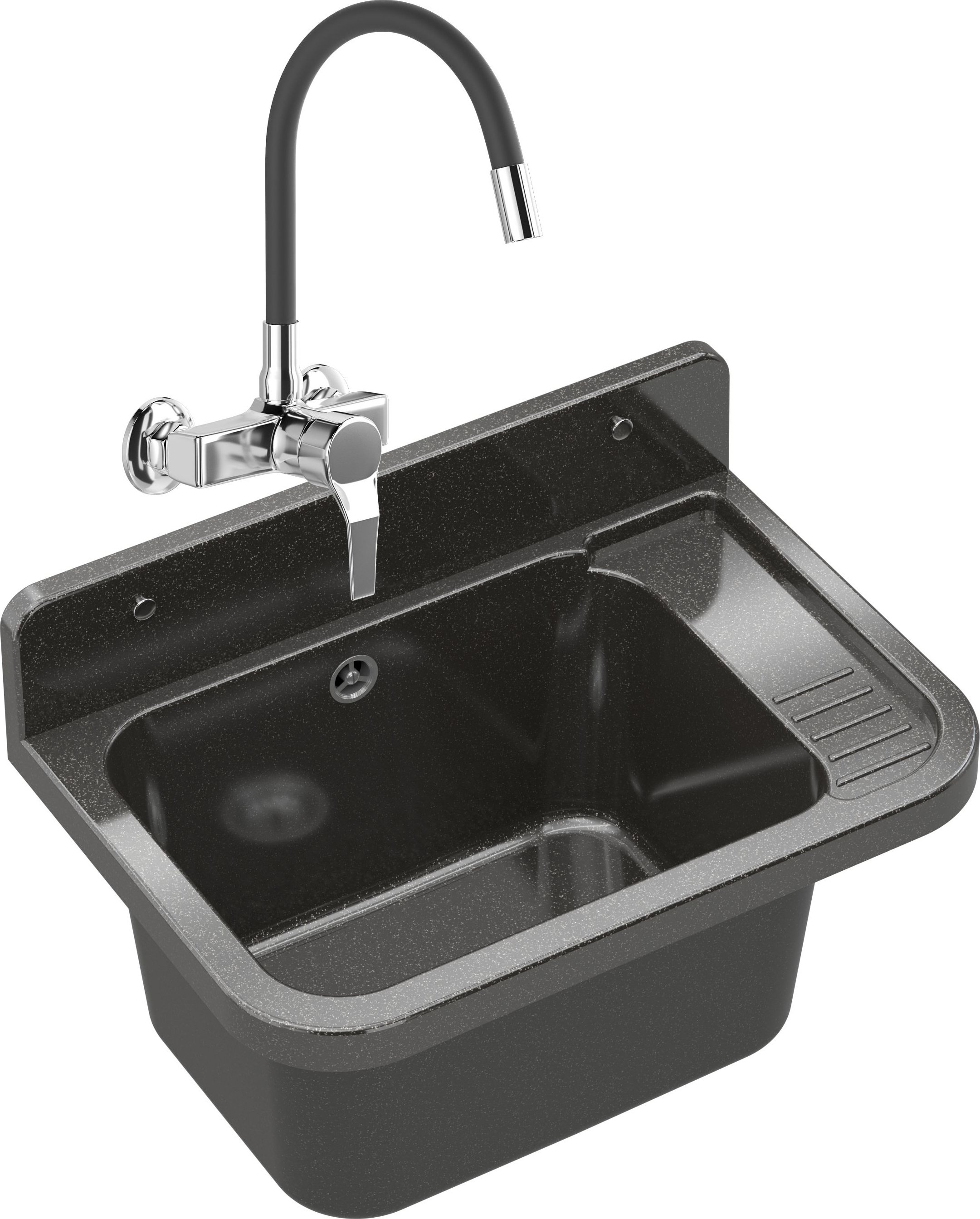 Zlew Gospodarczy Komora Bateria Czarny Flex