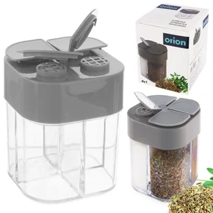 Pojemnik na przyprawy + naklejki etykiety 4 przegrody przyprawnik KEMP ORION 155114 - Pojemniki kuchenne - miniaturka - grafika 1