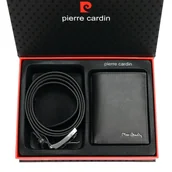 Paski - PIERRE CARDIN Zestaw prezentowy Męski Portfel +Pasek ZG-105 125 Czarny - miniaturka - grafika 1