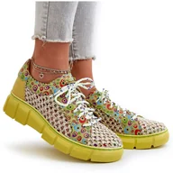 Półbuty damskie - Damskie Skórzane Półbuty Maciejka 05850-09 Limonkowe zielone - miniaturka - grafika 1