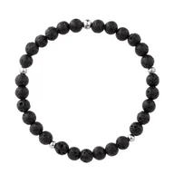 Bransolety męskie - Bransoletka Męska z czarnymi kamieniami kulkami lawą wulkaniczną. - miniaturka - grafika 1
