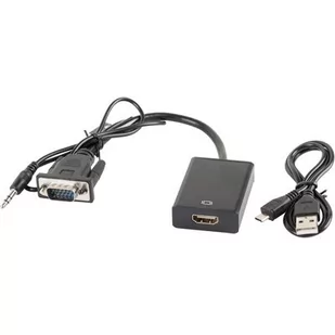 Lanberg Adapter VGA + 3.5 mm miniJack - HDMI - Adaptery i przejściówki - miniaturka - grafika 3