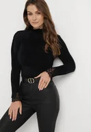 Swetry damskie - Czarny Wełniany Golf z Prążkowanej Dzianiny Xorta - miniaturka - grafika 1