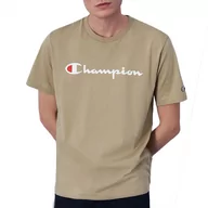 Koszulki sportowe męskie - Koszulka Champion Crewneck Big Script Logo 219831-YS073 - beżowa - miniaturka - grafika 1