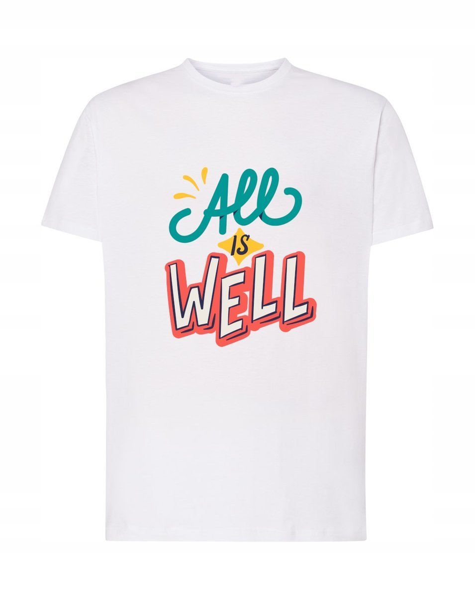 T-Shirt męski nadruk napis All is WELL Rozm.L
