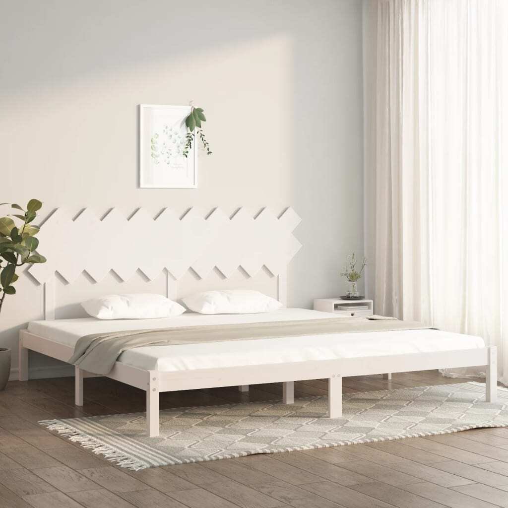 Łóżko z litego drewna białe 200x200 cm