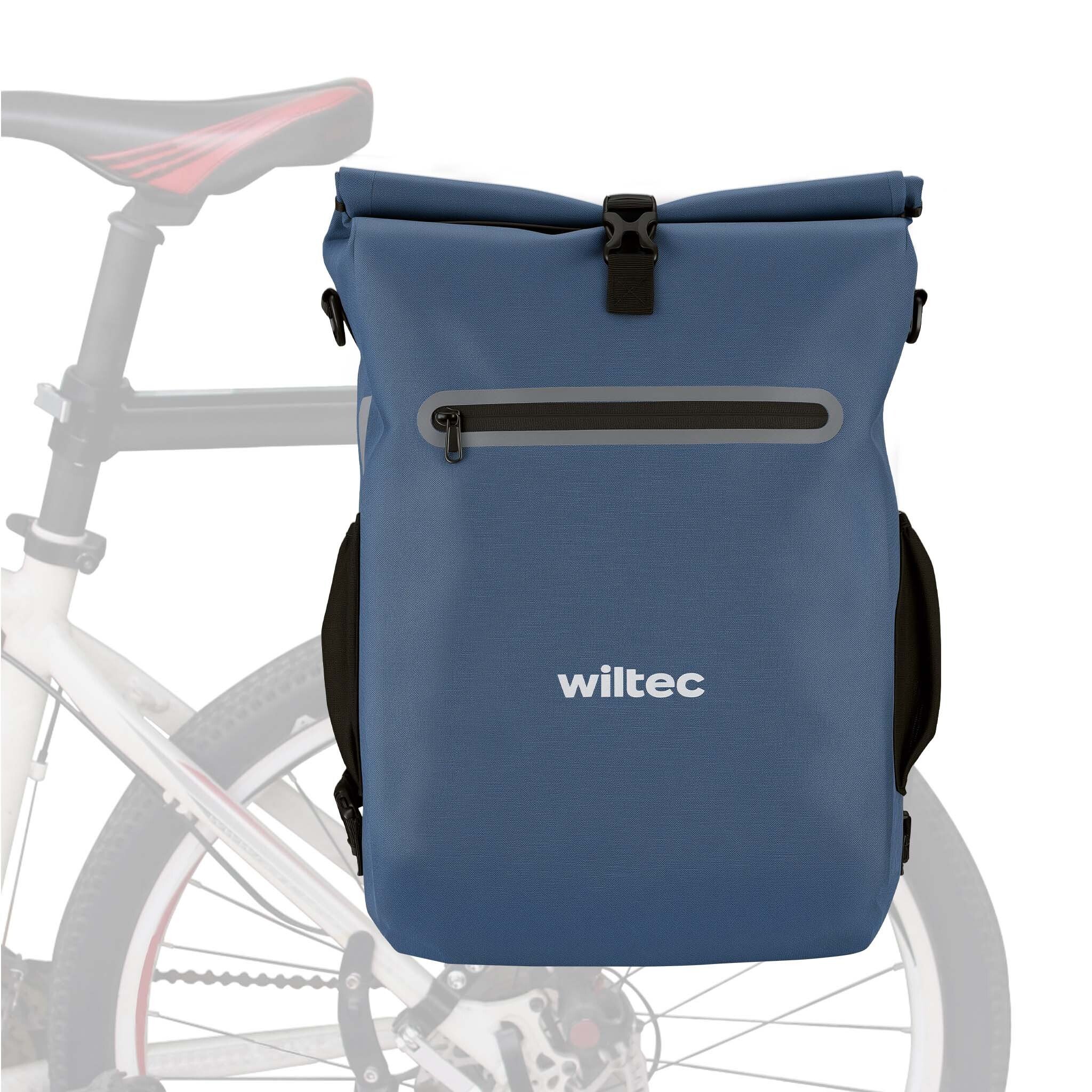 Torba na bagażnik Wiltec niebieska, plecak rowerowy 20 l, torba na bagażnik z przegrodą na laptopa, wodoodporna torba rowerowa