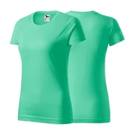 Koszulki i topy damskie - Koszulka miętowa z krótkim rękawem z logo a sercu i plecach damska z nadrukiem logo firmy 160g BASIC134 kolor 95 koszulka krótki rękaw - miniaturka - grafika 1