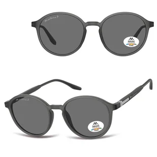 Szare lenonki okulary przeciwsłoneczne z polaryzacją z flexami MP187E - Okulary korekcyjne, oprawki, szkła - miniaturka - grafika 1