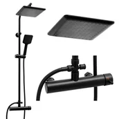 Zestawy prysznicowe - Yoka Zestaw prysznicowy czarny ścienny bateria natrysk z deszczownicą 23 cm - Yoka BP.BODO 23 BLK - miniaturka - grafika 1