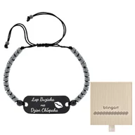 Bransolety męskie - Bransoletka męska z GRAWEREM czarna blaszka STAL 3 - miniaturka - grafika 1