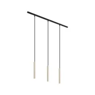 Lampy sufitowe - QAZQA Nowoczesny system oświetlenia szynowego z 3 lampami wiszącymi w kolorze beżowym z czarnym, jednofazowy - Slimline Keno - miniaturka - grafika 1