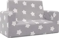 Łóżka dla dzieci i młodzieży - 2-os. kanapa dla dzieci, jasnoszara w gwiazdki, miękki plusz - miniaturka - grafika 1