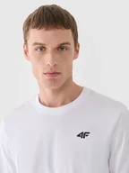 Koszulki męskie - Longsleeve regular gładki męski 4F 4FWMM00TLONM432-10S Biały - miniaturka - grafika 1