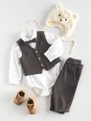 Komplety dla niemowląt - Reserved - Elegancki komplet z muszką - ciemnoszary - miniaturka - grafika 1