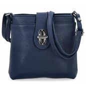 Torebki damskie - Elegancka Torebka Skórzana Włoska Listonoszka 201 Granatowa - miniaturka - grafika 1