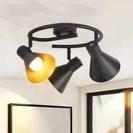 Lampy sufitowe - ZMH Lampa Sufitowa Czarna Lampa Sufitowa Reflektor Sufitowy 3 Płomienny Przedpokój Kuchenny E14 Vintage Obrotowy 330° Industrialny Retro Reflektor Sufitowy Spot Metalowy do Sypialni Garderoby Okrągły - miniaturka - grafika 1