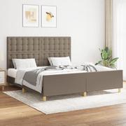 Łóżka - Lumarko Rama łóżka z zagłówkiem, kolor taupe, 160x200 cm, obita tkaniną - miniaturka - grafika 1