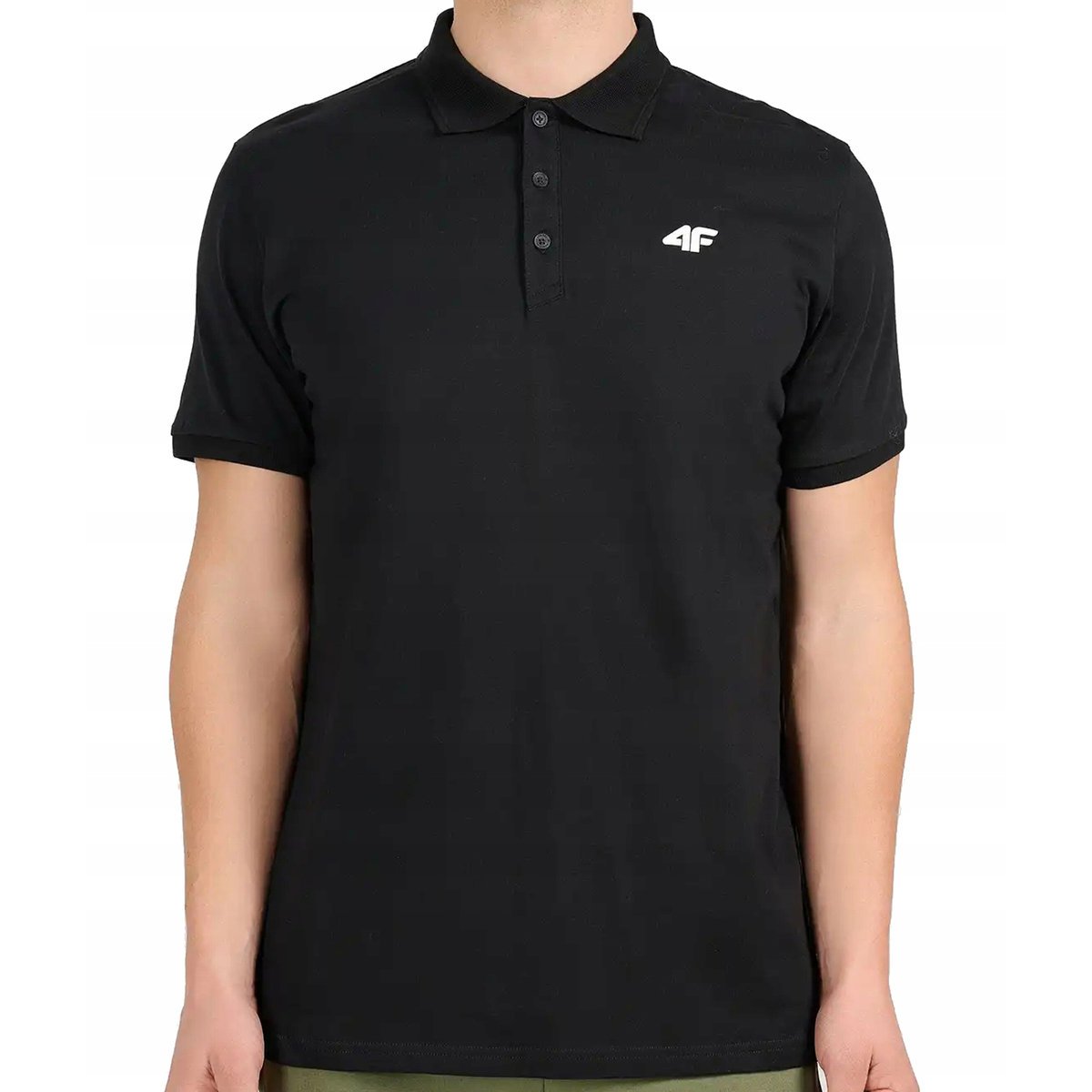 Koszulka Polo Męska 4F Regular Z Kołnierzem Czarna Klasyczna Casual 4XL