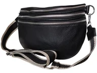 Nerki - Nerka Damska Na Ramię, Czarna Torebka Damska, Saszetka Na Szerokim Pasku - miniaturka - grafika 1