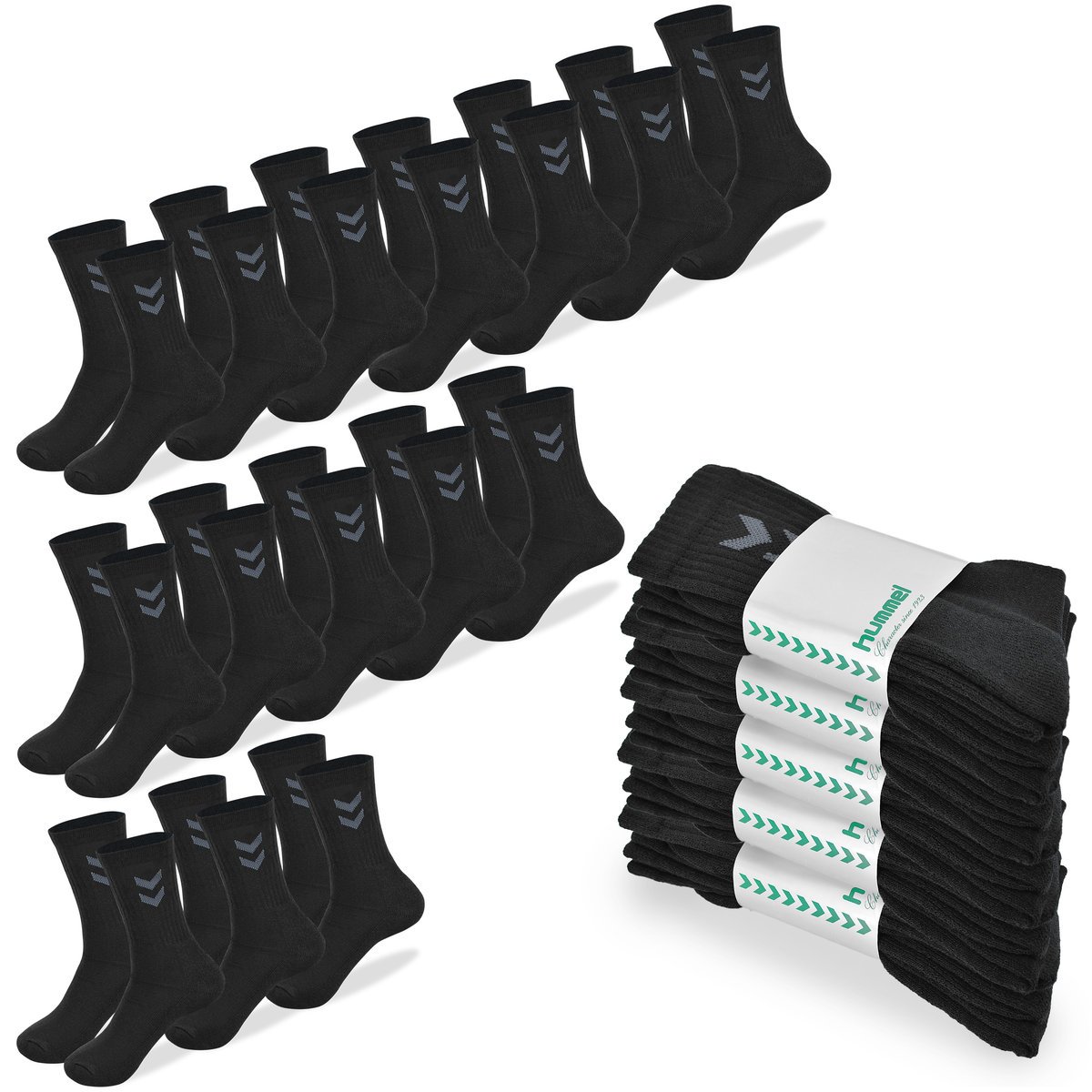 HUMMEL Skarpety Męskie 15 par Długie Czarne Bawełna Rozmiar 41-45