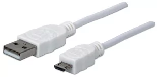 Manhattan Kabel USB 2.0 324069 [1x złącze męskie USB 2.0 A 1x złącze męskie micro-USB 2.0 B] 1.80 m biały - Kable USB - miniaturka - grafika 1