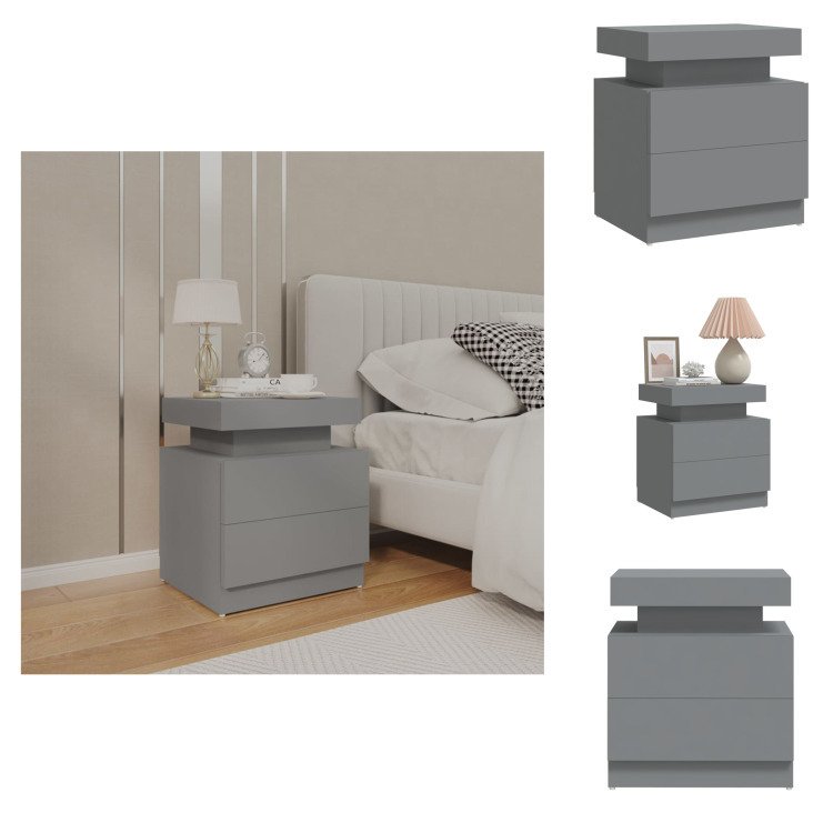 vidaXL Szafka nocna szara 45x35x52 cm materiał drewnopochodny - Szafki nocne
