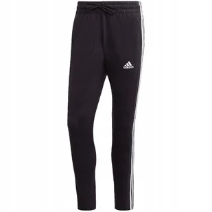 Spodnie męskie adidas Essentials Single Jersey Tapered Open Hem 3-Stripes c - Dresy męskie - miniaturka - grafika 1
