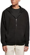 Bluzy męskie - Urban Classics Męska bluza z kapturem z dzianiny z zamkiem błyskawicznym, czarny, L - miniaturka - grafika 1