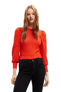 Swetry damskie - Desigual Sweter damski, pomarańczowy, XL - grafika 1